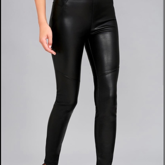 Free People Moto Black Vegan Leather Leggings - Picture 6 of 15